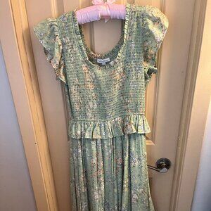 Green floral maxi dress